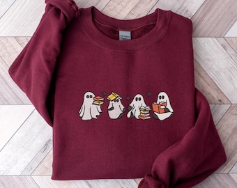 Embroidered Ghost Sweatshirt, Embroidered Halloween Shirt, Halloween Ghost Sweatshirt, Funny Halloween Shirt, Halloween Sweatshirt