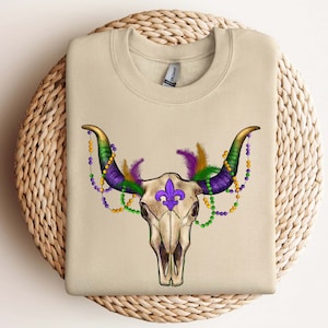 Mardi Gras Bull Skull Sweatshirt Hoodie, Mardi Gras Shirt, This Girl Needs A Drink, Mardi Grass Festival Shirt, New Orleans Shirt