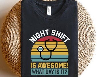 Nachtschicht Krankenschwester Crew Shirt, niedliche Notaufnahme Krankenschwester T-Shirts, Nachtarbeiter Geschenk, Critical Care Nurse Tshirt, ICU Nurse Team, Trauma Nurse