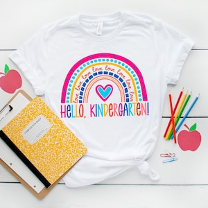 Hello Kindergarten Shirts,Teach Love Inspire Shirt,Back To School Shirt,First Grade Teacher Tee,Teacher Appreciation Tee,1st day of school