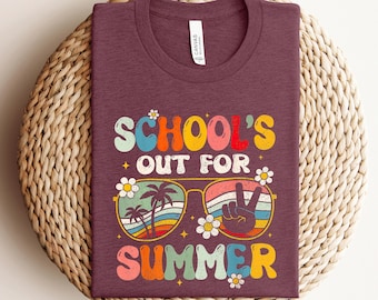 Chemise d'été pour la sortie des écoles, chemise Happy Last Day of School of school, chemise vacances d'été, chemise de fin d'année scolaire, chemise assortie à ses camarades de classe