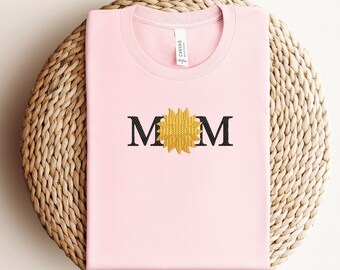 Camisa de mamá de girasol bordado, sudadera de bordado de la mejor mamá, camisa de bordado del día de la madre, regalo de madre de bordado, regalo de cumpleaños de mamá