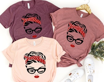 Mamma con bandana Camicia da donna, Camicia mamma, Regalo per mamma, Regalo per lei, Festa della mamma, Tshirt mamma vita, mamma per essere camicia, mamma vita T-shirt