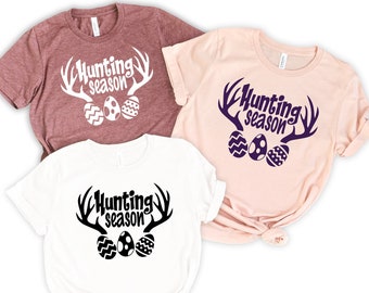 Easter Hunting Season Shirt,Antlers Easter Shirt,Easter Shirt,Cute Easter Shirt,Easter Day Shirt for Woman, Easter Bunny Shirt