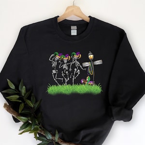 Mardi Gras Skeleton Sweatshirt, Nola Shirt,Fat Tuesday Shirt,Flower de luce tee,Saints New Orleans Shirt,Mardi Gras Carnival,Mardi Gras