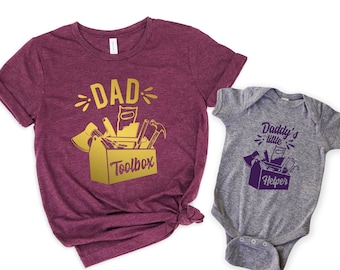 Toolbox Dad - Daddy's Helper - Father Son Matching T-Shirts - Dad Shirts - Son Shirts - Father's Day Gifts - Mechanic Dad - Builder Dad