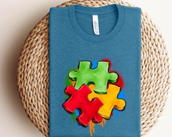 Colorful Autism Puzzle Shirt, Autism Shirt, Autism Mom Shirt, Puzzle Shirt, Autism Puzzle Shirt, Autism Awareness Shirt, Proud Mom Shirt