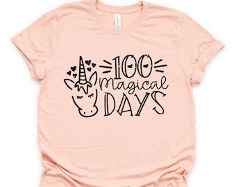 100 Magical Days Shirts, 100th Magical Days Shirts, Unicorn Shirts, 100th Day Of School Celebration, Girls 100 Days Of School T-Shirt