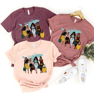 LadieGetaway Vacation Trip Travel Adventure Best Friends Sisters Divas Melanin Girlfriends,Vacay Mode,Traveler Gift,Womens Travel Shirt