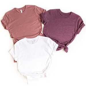 Bella Canvas Blank Shirt,Heather Mauve Shirt,Heather Maroon Shirt,Yellow Shirt,Heather Dark Grey Shirt,Heather Navy Shirt,White Shirt,Pink