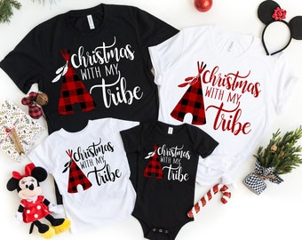 Christmas with my tribe Shirt,Christmas Shirt,Buffalo Plaid Christmas Shirt,Matching Family Christmas Shirts,Christmas Gift,Family Christmas