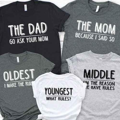 Youngest Middle Oldest Sibling Shirt Set Option Family - Etsy