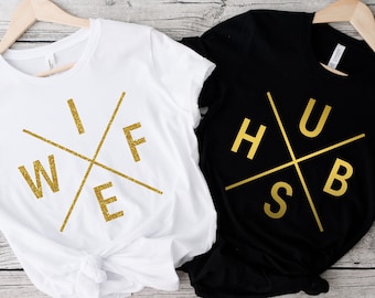Wifey and Hubby Shirt, Wedding Party Shirt, Honeymoon Shirt,Wedding Shirt,Wife and Hubs Shirts, Just Married Shirts, Matching Couple Shirt