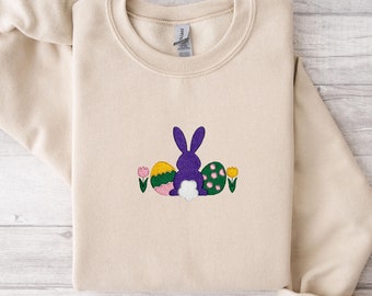 Sweat brodé oeuf de lapin, sweat lapin, sweat brodé, sweat de