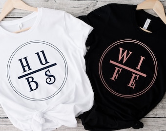 Wifey and Hubby Shirt, Wedding Party Shirt, Honeymoon Shirt,Wedding Shirt,Wife and Hubs Shirts, Just Married Shirts, Matching Couple Shirt