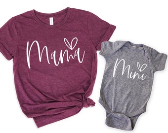 mama shirt, mini shirt gezegend mama, zegen mini, dankbaar voor mijn mini, dankbaar voor mijn mama, mama en mini shirt, mama mini matching T-shirt