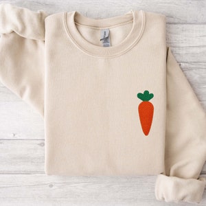 Easter Carrot Embroidered Shirt,Bunny Sweat,Embroidery Sweatshirt,Easter Sweat,Easter Gift,Happy Easter Embroidery Sweatshirt
