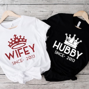 Wifey and Hubby Shirt, Wedding Party Shirt, Honeymoon Shirt,Wedding Shirt,Wife and Hubs Shirts, Just Married Shirts, Matching Couple Shirt