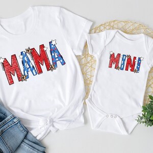 Mama And Mini American Flag Shirt, 4th of July Shirt, Mama Mini Patriotic Couple Shirt, Patriotic Tee, Independence Day Shirt.4th of July