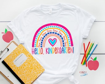 Hello Kindergarten Shirts,Teach Love Inspire Shirt,Back To School Shirt,First Grade Teacher Tee,Teacher Appreciation Tee,1st day of school