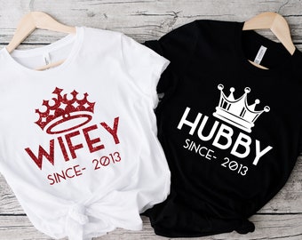 Wifey and Hubby Shirt, Wedding Party Shirt, Honeymoon Shirt,Wedding Shirt,Wife and Hubs Shirts, Just Married Shirts, Matching Couple Shirt