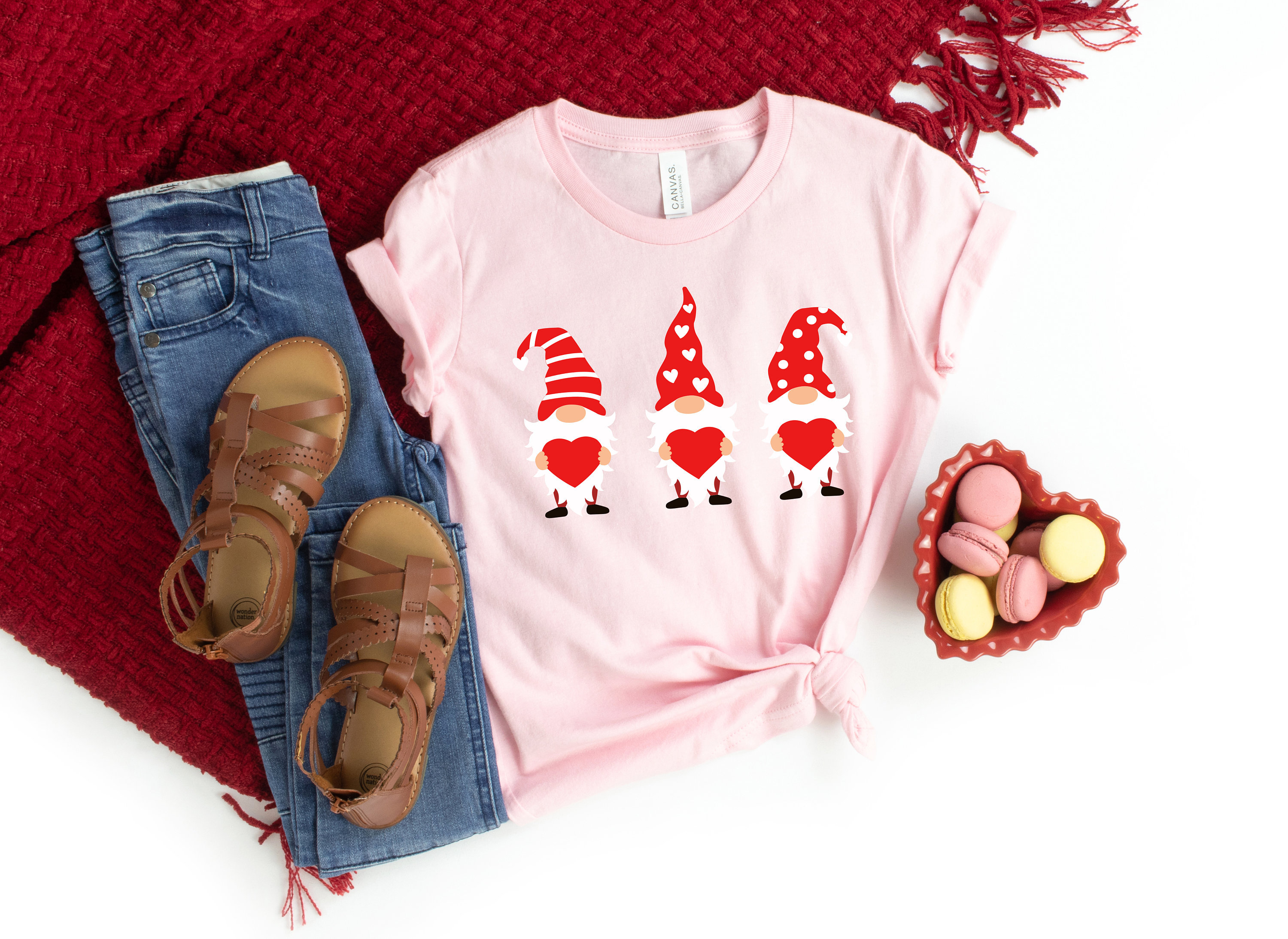 Women's Cute Gnomes Valentine's Day T-Shirt - Love Heart Printed Short Sleeve Graphic Tee, Leop Grey, Size Small