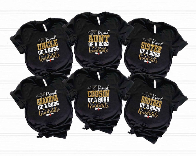 Personalized Proud Graduate 2026 Family Matching Shirt, Custom Photo Graduation Family Shirts, Custom Graduation Family Matching 2026 Shirt