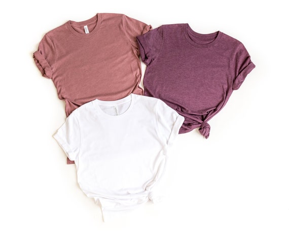 Bella Canvas Blank Shirt,Heather Mauve Shirt,Heather Maroon Shirt,Yellow Shirt,Heather Dark Grey Shirt,Heather Navy Shirt,White Shirt,Pink