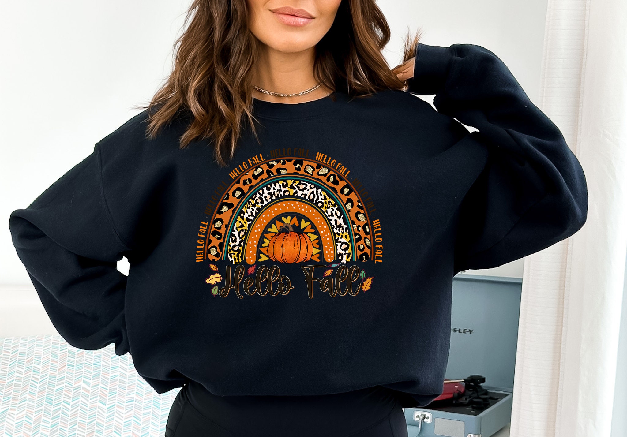 Discover fall rainbow Sweashirt,Its Fall Yall,Fall Sweatshirt for Women, Pumpkin Shirt, Fall Crewneck Womens Thanksgiving Shirt,Leopard Fall Shirt