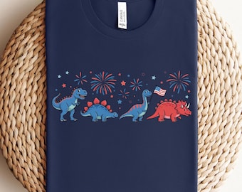 Cute Dinosaur American Flag Fireworks Shirt,Kids 4th of July T-Shirt,Patriotic Toddler Tee,Dino USA Flag Sweatshirt,Patriotic Dinosaur Shirt