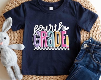 4th Grade Back to School Shirt: First Day Tee, Matching Grade Level Shirt,Happy 4th Grade