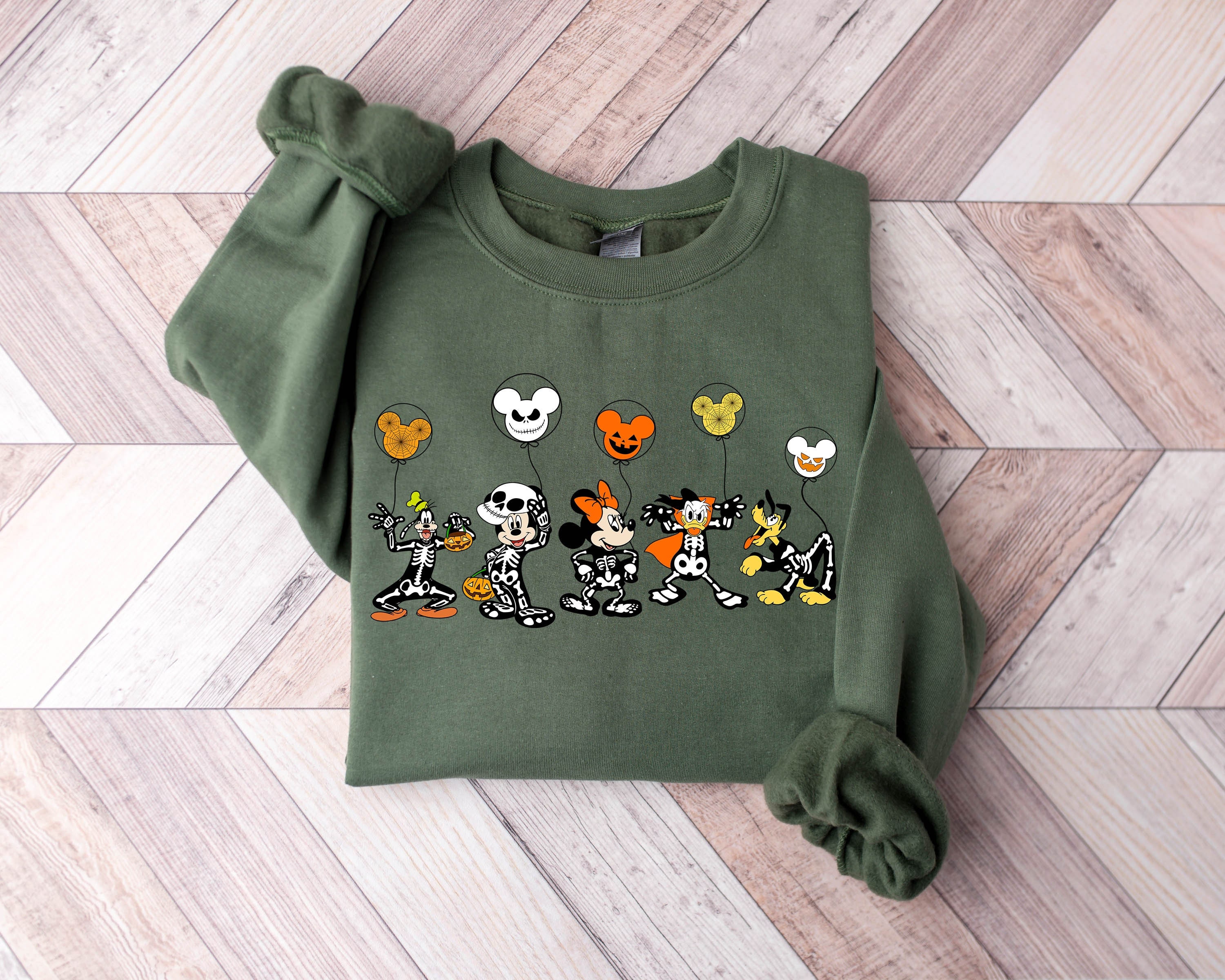 Skeleton Halloween Sweatshirt, Halloween Sweater, Halloween Shirts for Women, Dancing Skeletons Halloween Crewneck Halloween Party Shirt Funny Day Rugify Style
