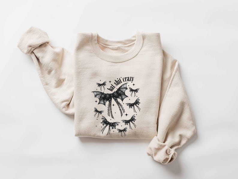 Cute Halloween Bat Shirt, Womens Halloween T-Shirt, Aesthetic Sweatshirt, HalloweenSkull Shirt, Fall Graphic Tee, Spooky Season image 3