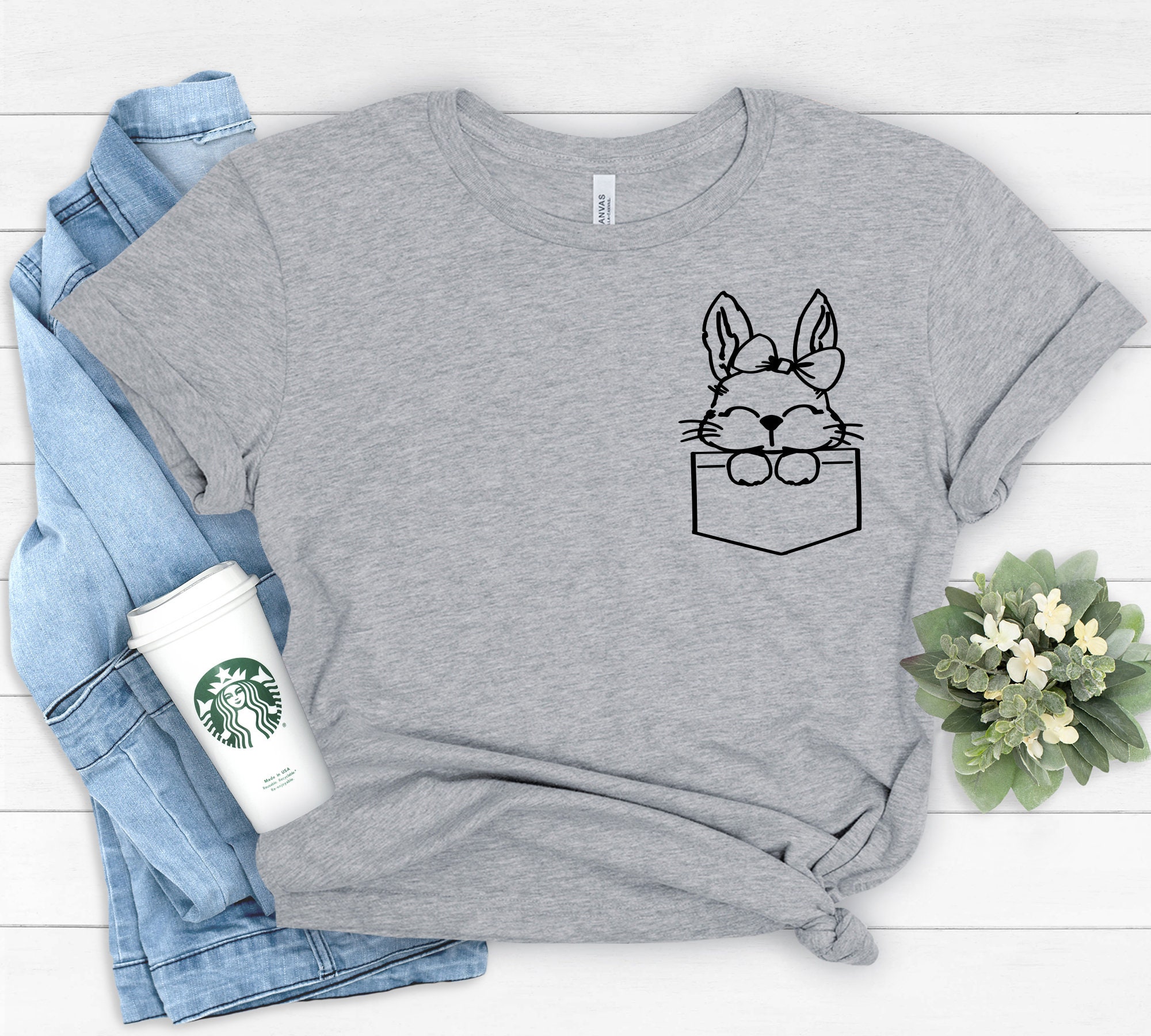 Pocket Easter Bunny Shirt,bunny With Glasses Shirt,kids
