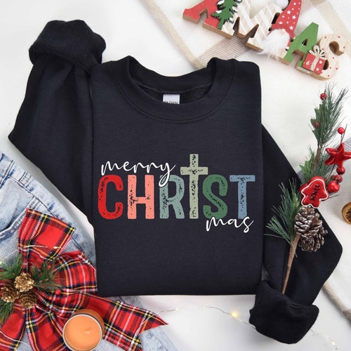 Wesołych Świąt Bluza, Bluza z Jezusem na Boże Narodzenie, Bluza z Jezusem na Boże Narodzenie, Bluza religijna, Prezent dla chrześcijanina