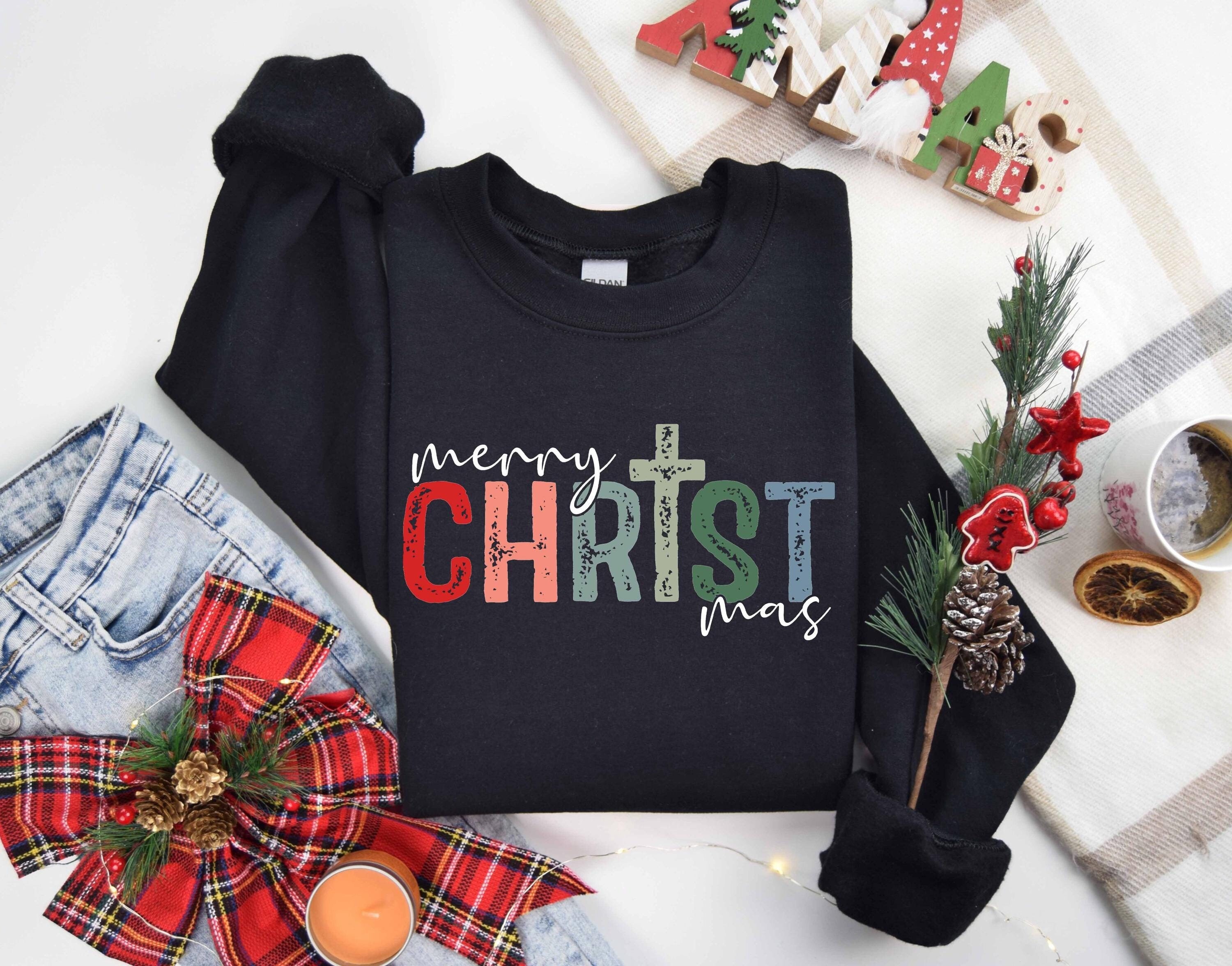 Buy Merry Christmas Sweatshirt, Christmas Jesus Sweatshirt, Jesus