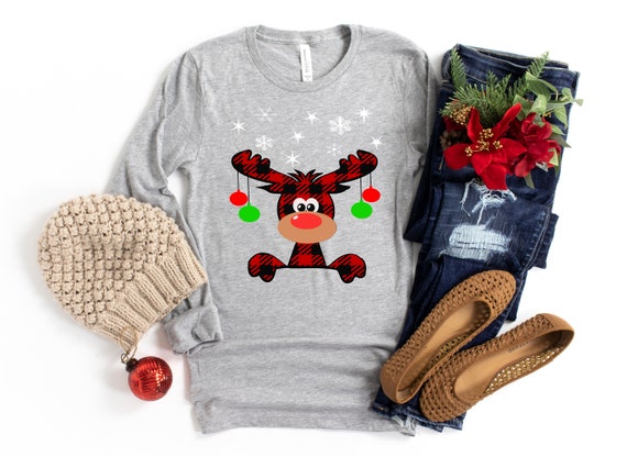 エス氏 Buffalo Plaid Moose Christmas T-shirt,merry Christmas Shirt