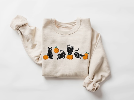 Halloween Sweatshirt,Cat Sweatshirt,Ghost Shirt,Halloween Sweater,Cool Halloween Cat Shirt,Cat Lover Tshirt,Black Cat Shirt,2023 Spooky Seas