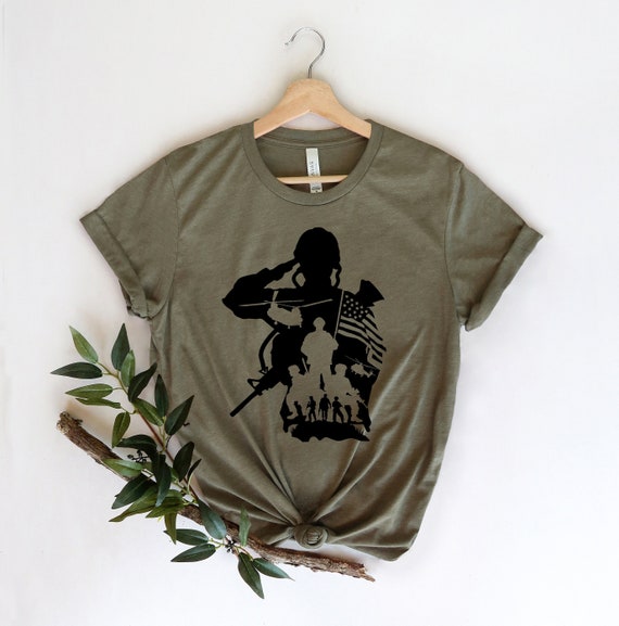 Camisa del soldado de EE.UU. Camisa de las tropas estadounidenses Camisas americanas 4 de julio Camisa patriotica Camisa del ejercito Bandera de veterano del ejercito Camiseta militar de los Estados U...