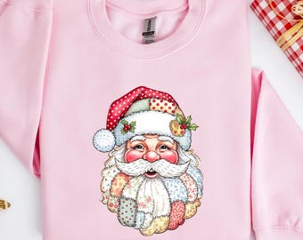 T-shirts père Noël pour femme, pulls de famille assortis pour Noël roses, fête de groupe rose à col rond, t-shirt père Noël