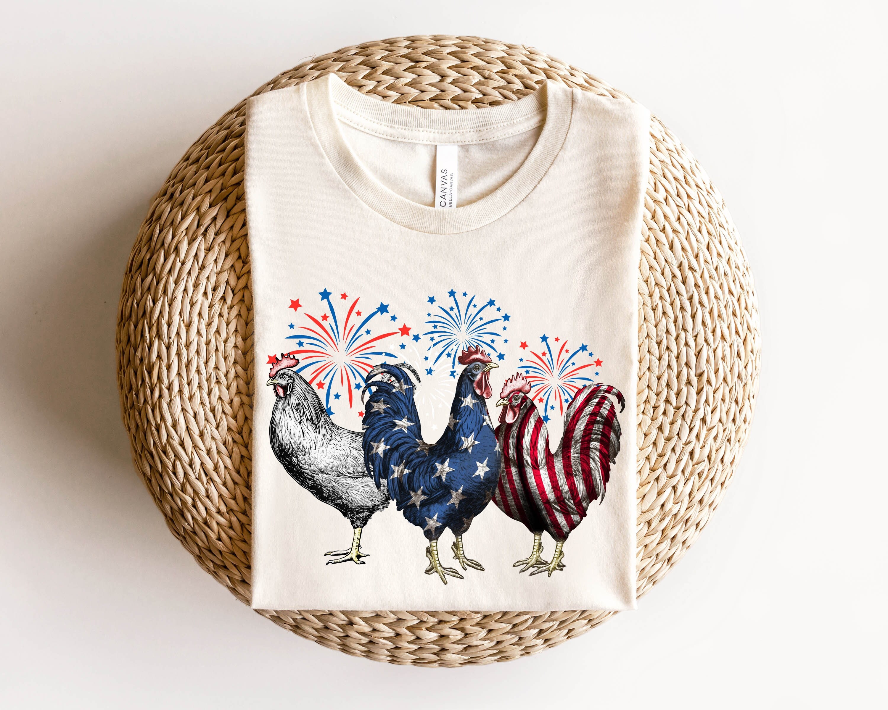 4th of July Chicken Shirt, Fourth of July T Shirt,Patriotic Mom Shirt,Gift for Her,Farm 4th of july Shirt,Woman 4th of July Shirt