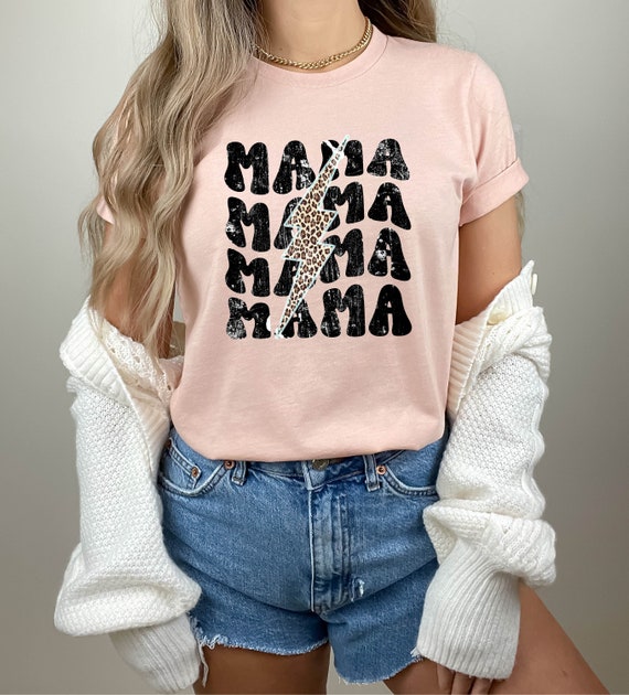 Mama Shirt - Mama Leopard Distressed Print Tee - Mother's