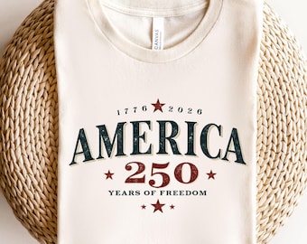 America 250th Birthday T-shirt, July 4th Celebration Shirt,Minimalist America 250 Years of Freedom Sweatshirt,Matching Independence Day Top