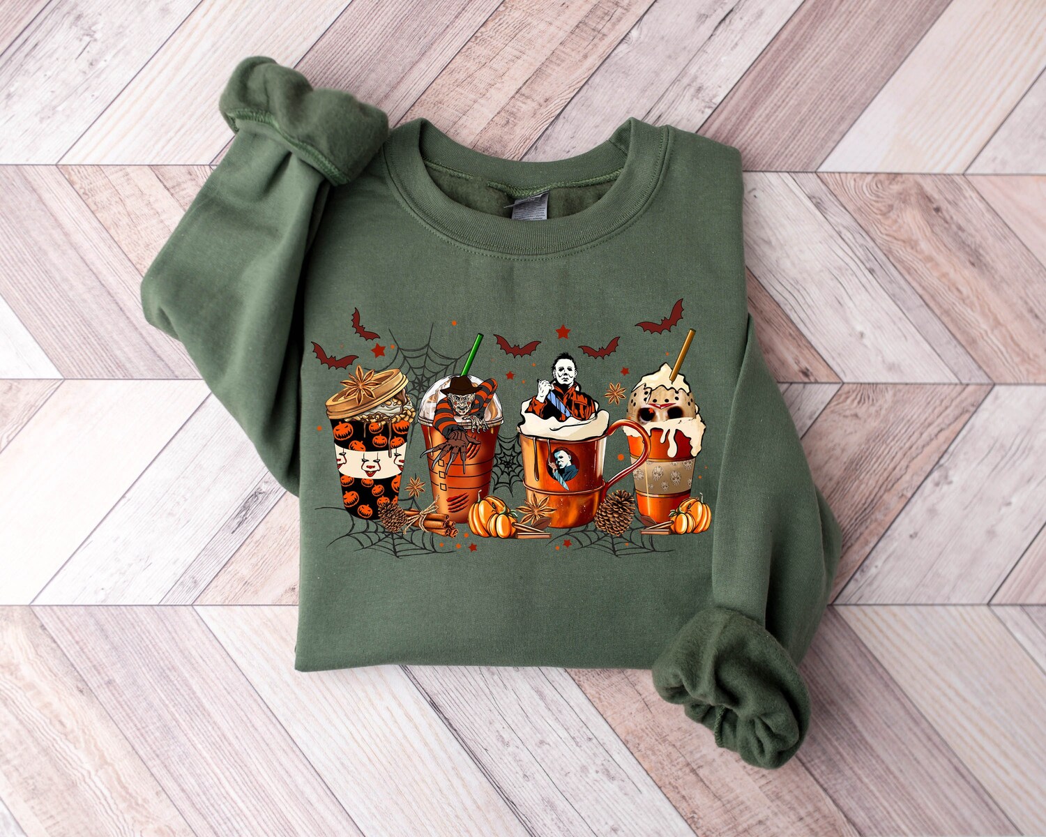 Skeleton Coffee Cups Sweatshirt, Coffee Cups Sweatshirt, Skull Coffee Cup Sweatshirt, Skeleton Halloween Sweatshirt, Coffee Lover Sweatshirt