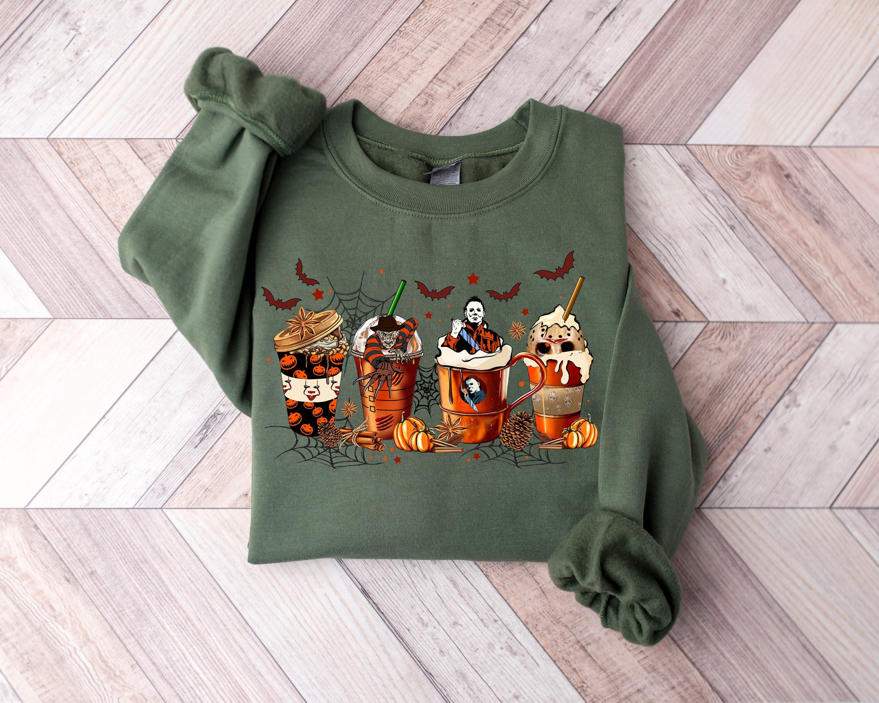 Skeleton Coffee Cups Sweatshirt, Coffee Cups Sweatshirt, Skull Coffee Cup Sweatshirt, Skeleton Halloween Sweatshirt, Coffee Lover Sweatshirt