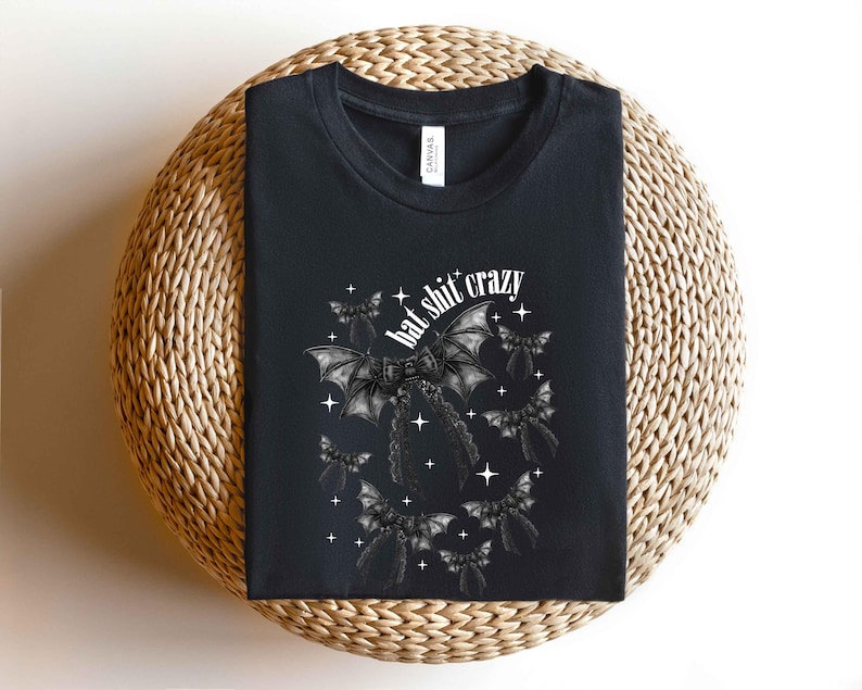 Cute Halloween Bat Shirt, Womens Halloween T-Shirt, Aesthetic Sweatshirt, HalloweenSkull Shirt, Fall Graphic Tee, Spooky Season image 4