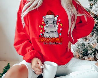 Sweat à Capuche De Noël Avec Motif Hippopotame - Marques Gildan/Port/Jerzees, Unisexe Adulte