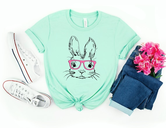 Easter Bunny With Glasses Shirt,Bunny With Glasses Shirt,Kids Easter Shirt,Cute Easter Shirt,Easter Day Shirt for Woman, Easter Bunny Shirt