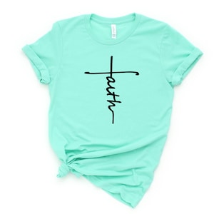 Faith Shirt, Faith Cross Shirt, Christian Gift, Faith Gift, Christian Shirts , Love and Grace Shirt, Faith Cross, Vertical Cross, Jesus image 5