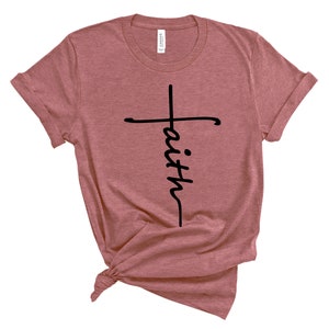 Faith Shirt, Faith Cross Shirt, Christian Gift, Faith Gift, Christian Shirts , Love and Grace Shirt, Faith Cross, Vertical Cross, Jesus image 3